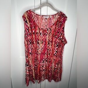 Susan Graver NWOT Liquid Knit Abstract Sleeveless Blouse Women's Plus Size 2X